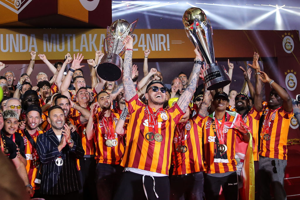 Galatasaray celebrating their championship win