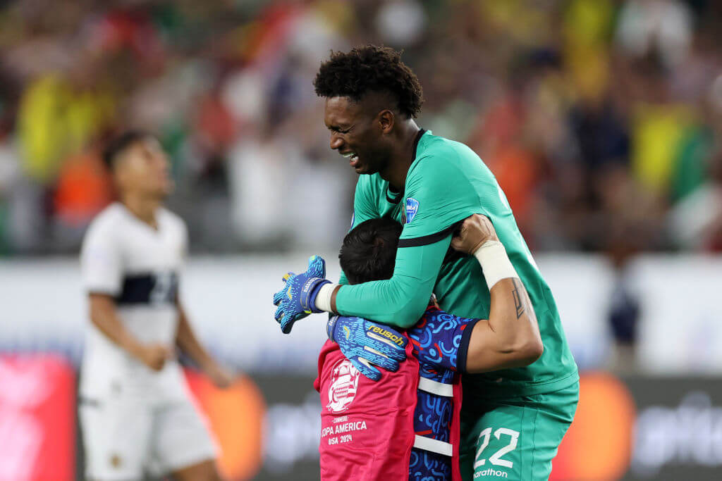 Alexander Dominguez celebrates after sealing Ecuador’s place in the quarter-finals