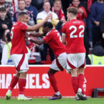 Nottingham Forest players celebrating a goal