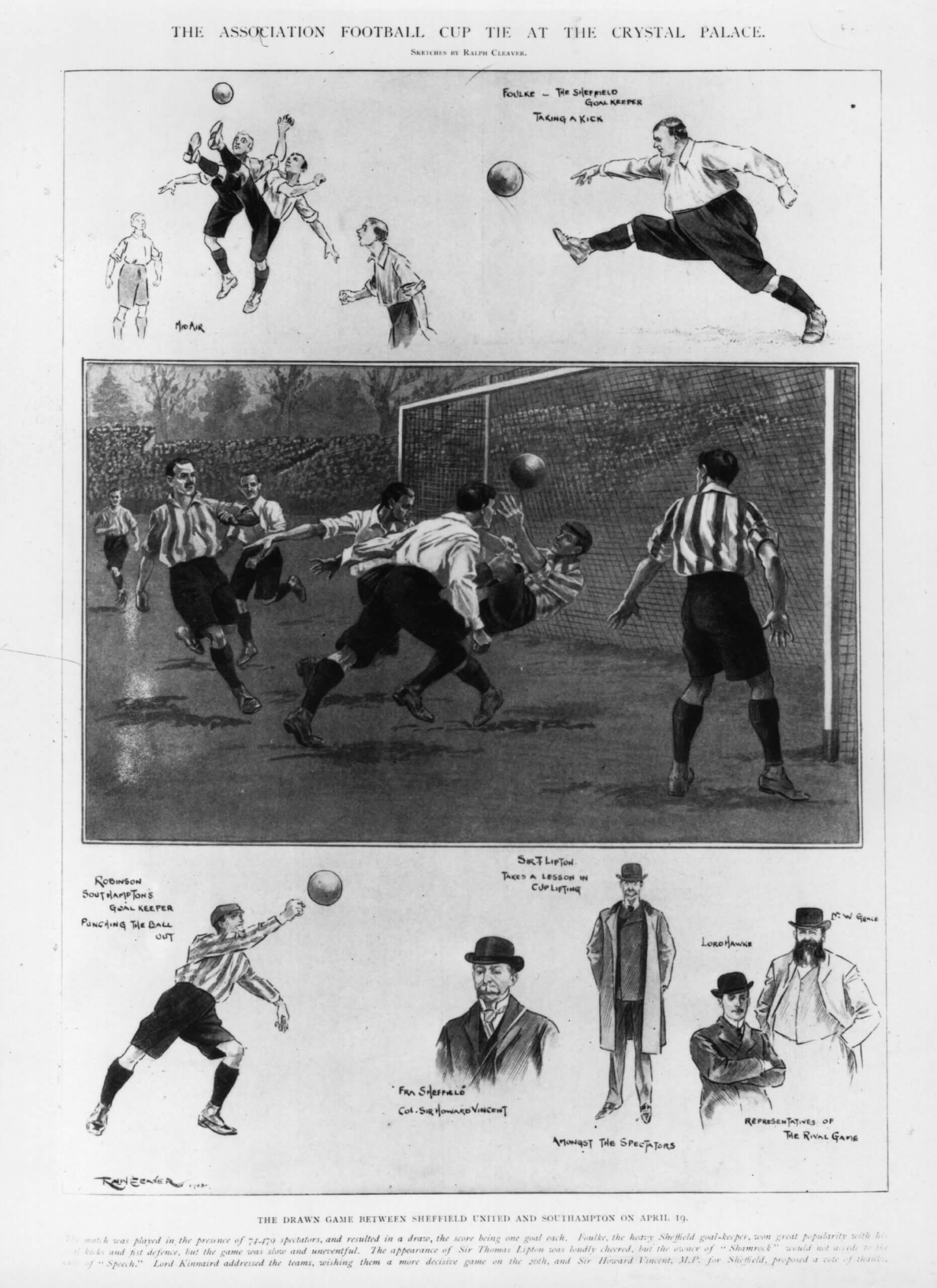 Scenes from the 1902 FA Cup final between Sheffield United and Southampton, an inspirational match for Henri Delaunay