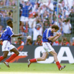 Laurent Blanc celebrates the World Cup's first ever Golden Goal