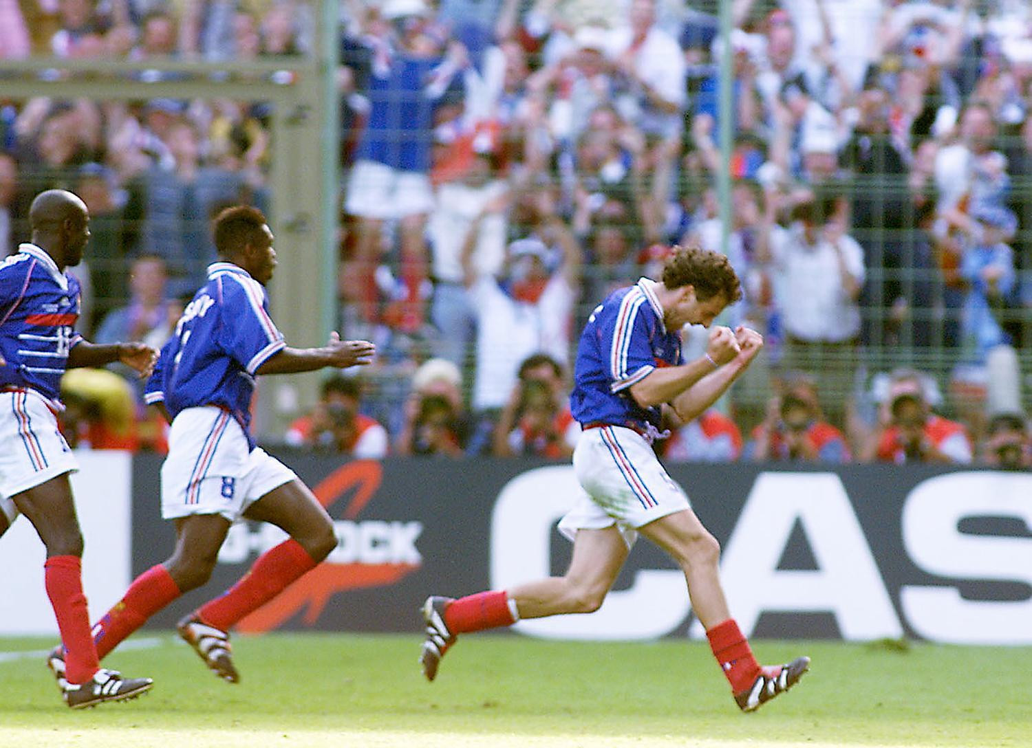 Laurent Blanc celebrates the World Cup's first ever Golden Goal