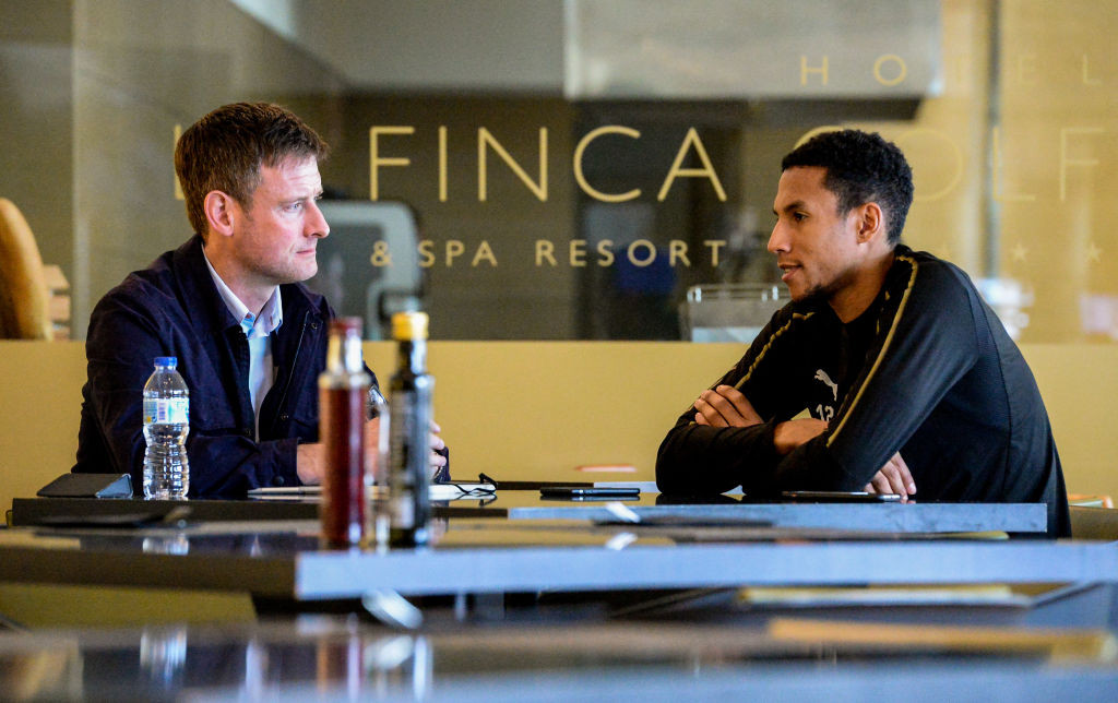 George Caulkin interviewing Isaac Hayden, highlighting the importance of personal connections in football journalism
