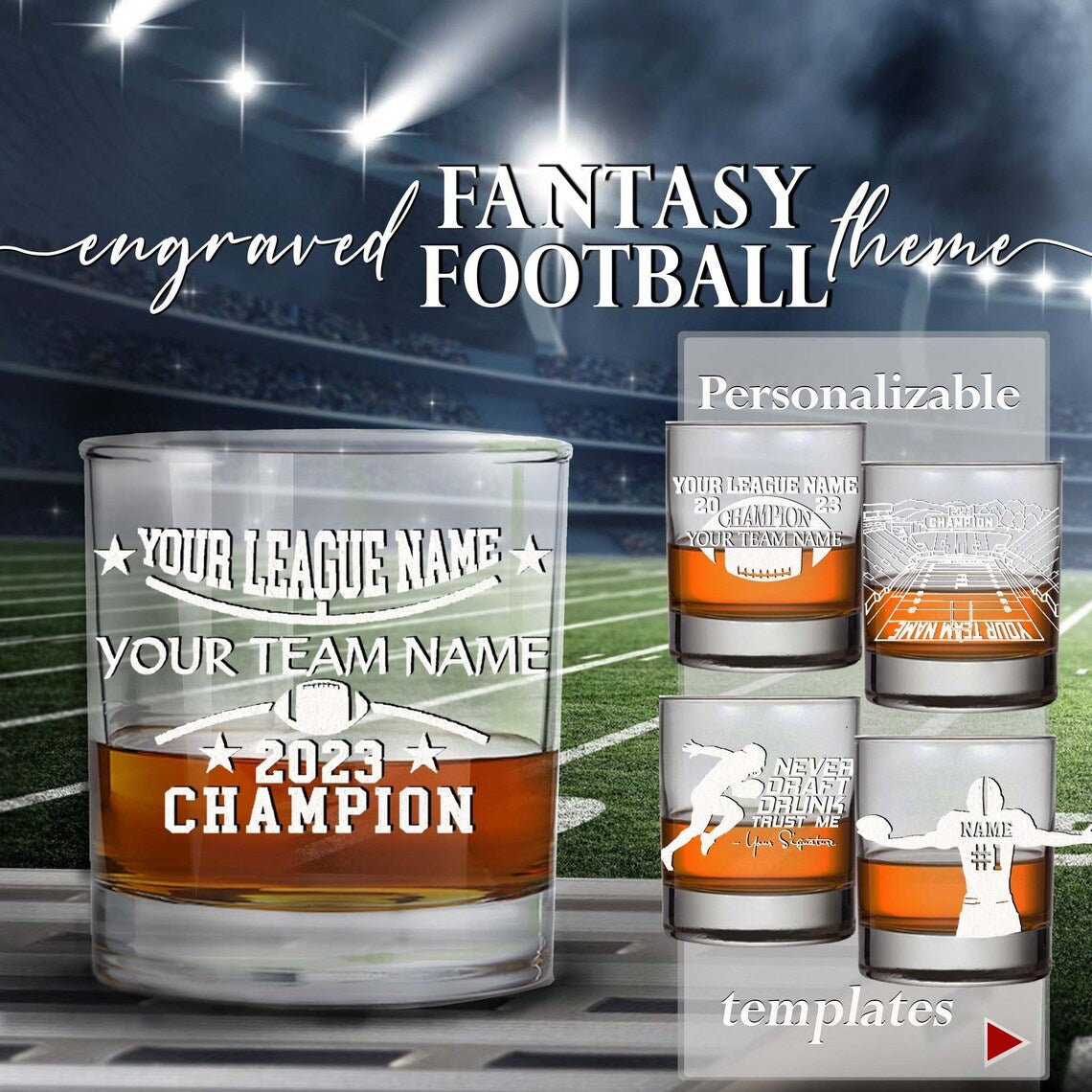 Fantasy Football Whiskey Glass