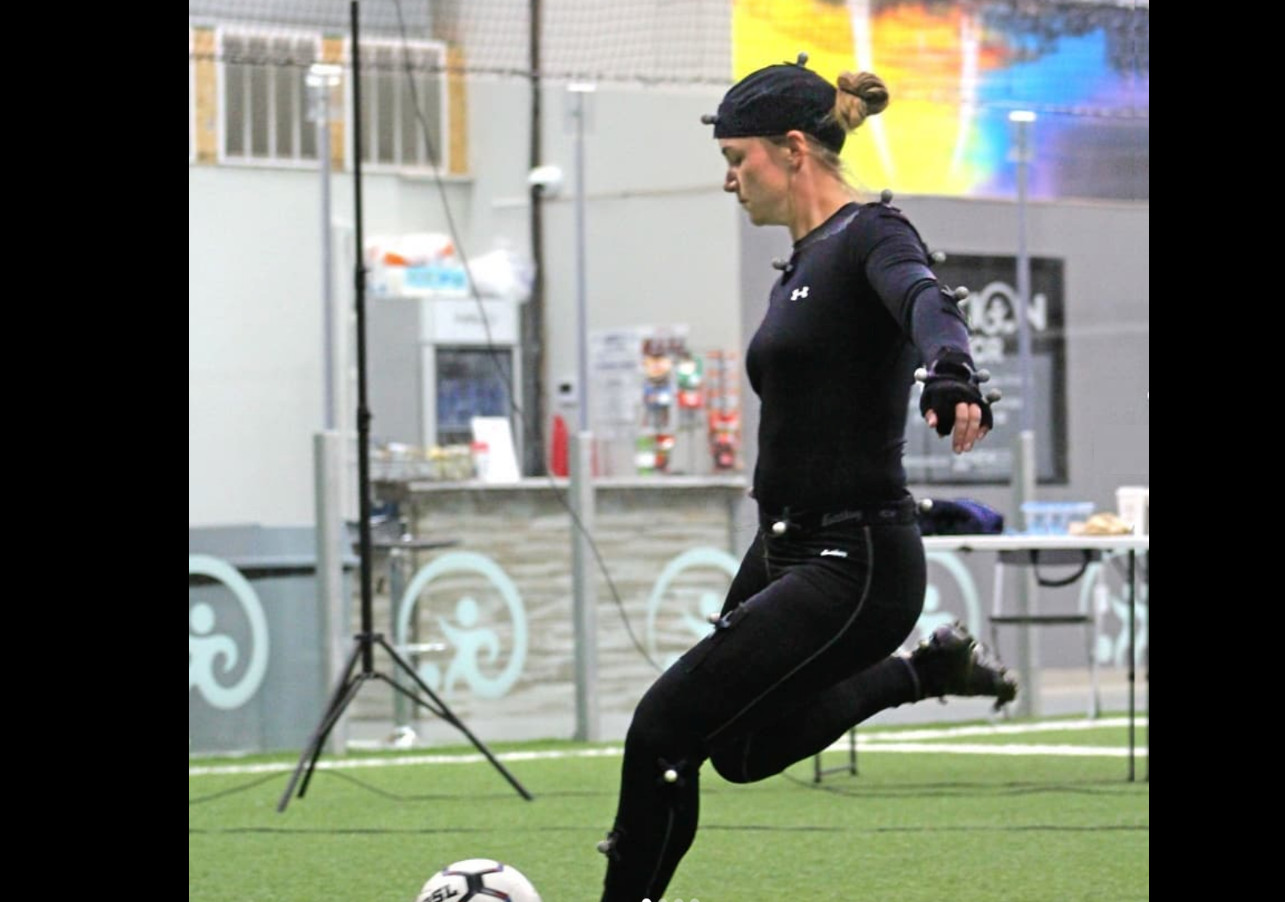 Player with V-Shaped Leg Ready to Kick