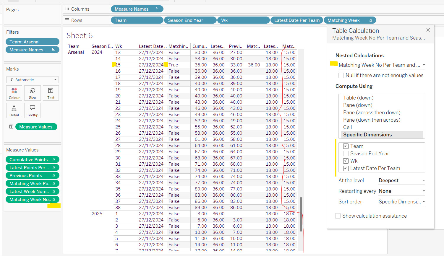 Adding the matching week number per team and season for EPLsite football