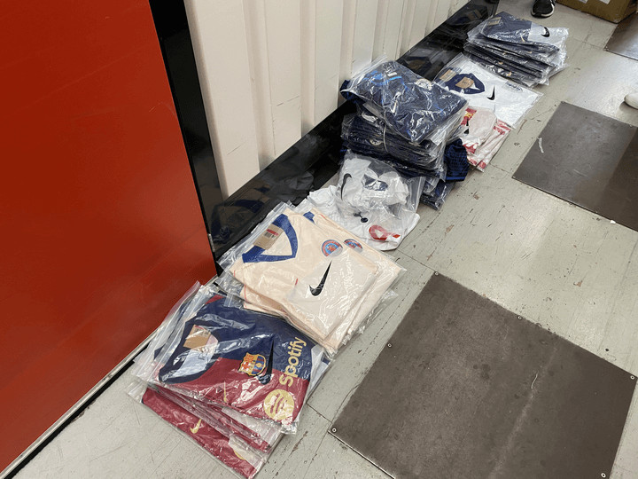 Fake shirts were found in north London