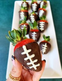 Football chocolate dipped strawberries