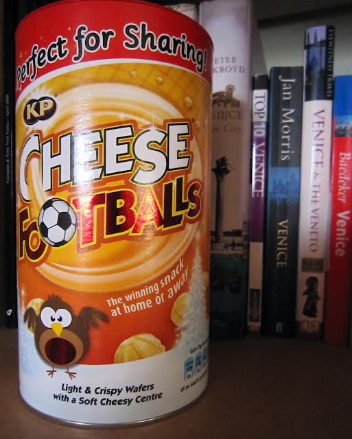 Display of Cheese Footballs on Store Shelves