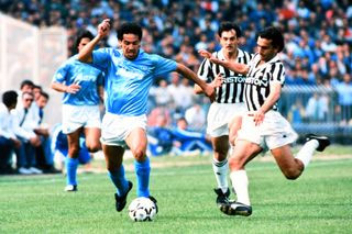 Careca on the ball for Napoli against Juventus in April 1989.