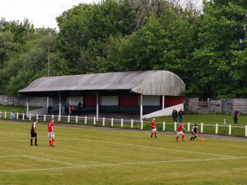 Keanie Park, Johnstone Burgh Scottish Non League Football with distinctive barrel-roofed stand