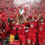 Liverpool players celebrate their epic comeback against AC Milan