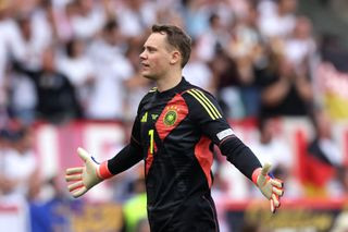 Manuel Neuer celebrates a goal by Jamal Musiala of Germany A game-changing goalkeeper