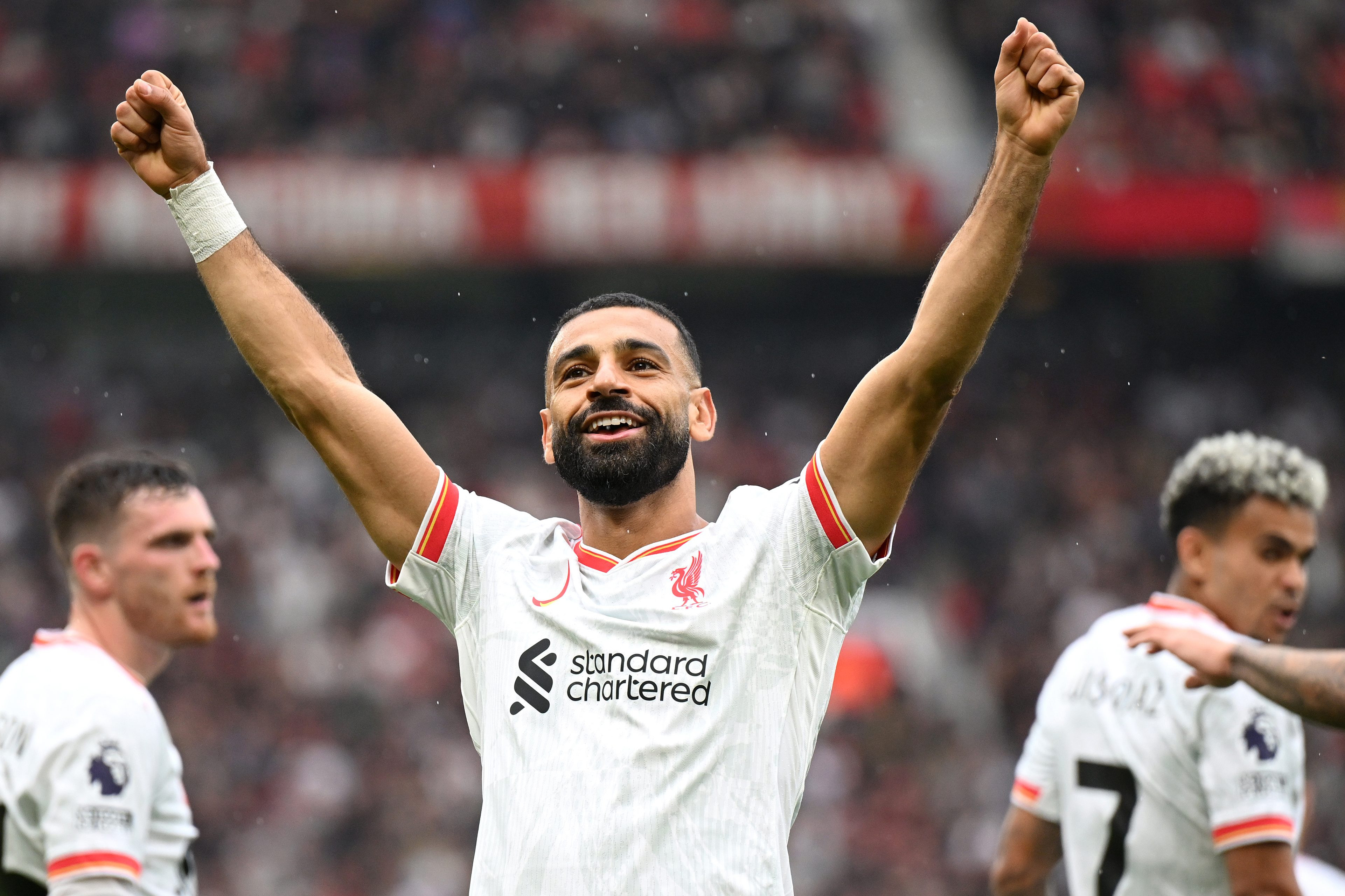 Mo Salah celebrates a goal for Liverpool