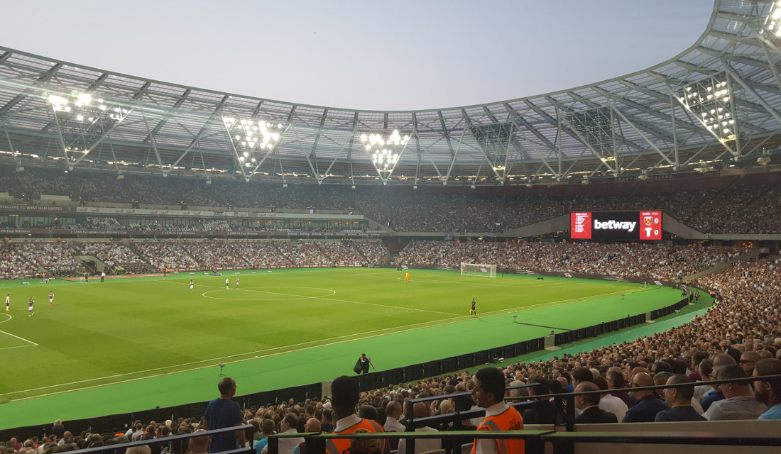 London Stadium exterior view on a sunny day
