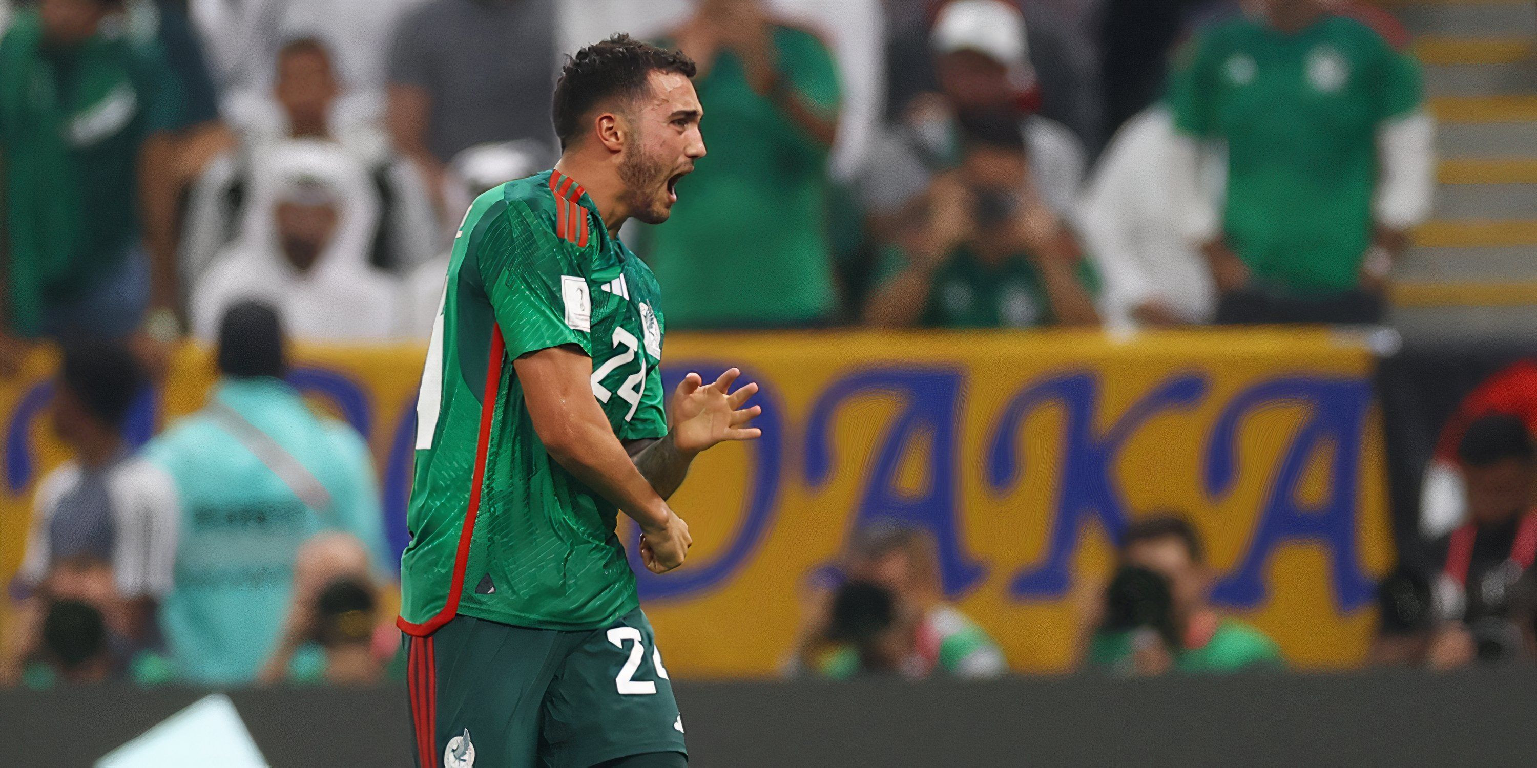 Luis Chavez celebrating for Mexico