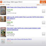 Screenshot showing worth of graded football card.