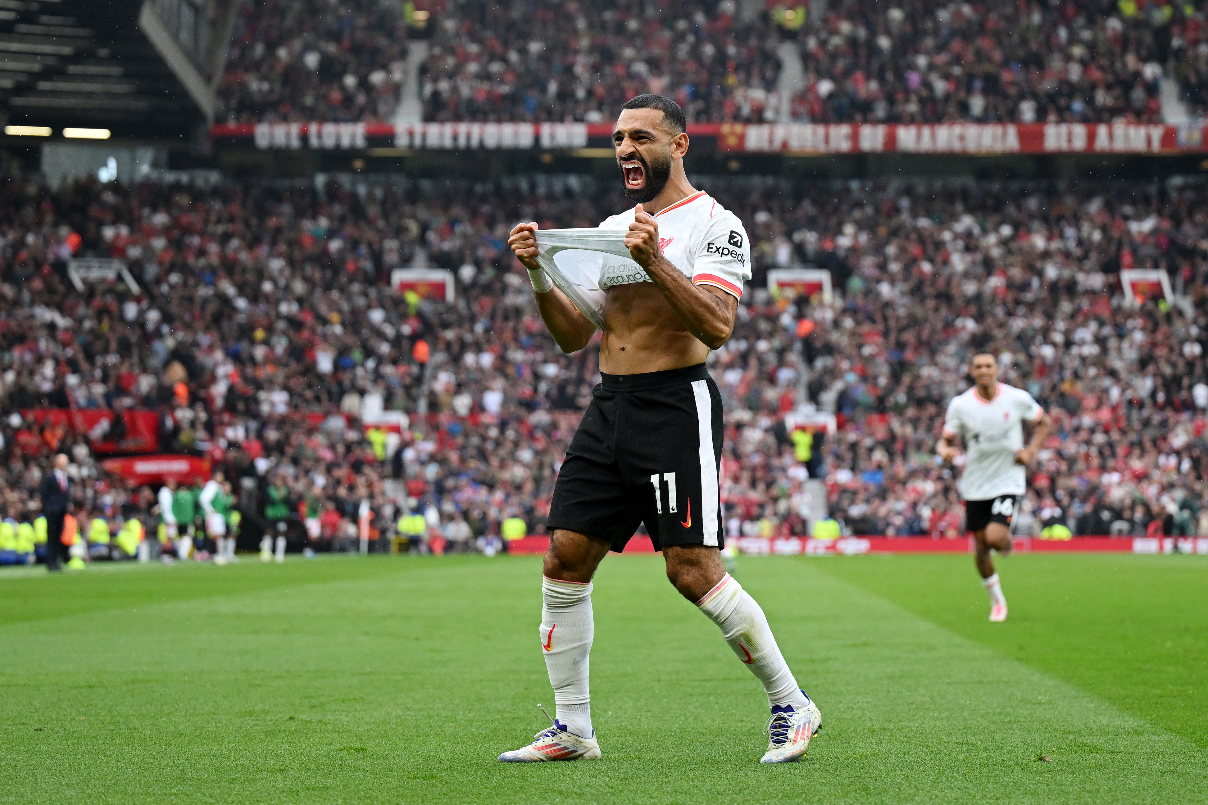 Mohamed Salah celebrates scoring for Liverpool