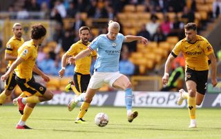 Erling Haaland of Manchester City in action in the Premier League ahead of Wolves vs Manchester City this Saturday, 21st January 2023