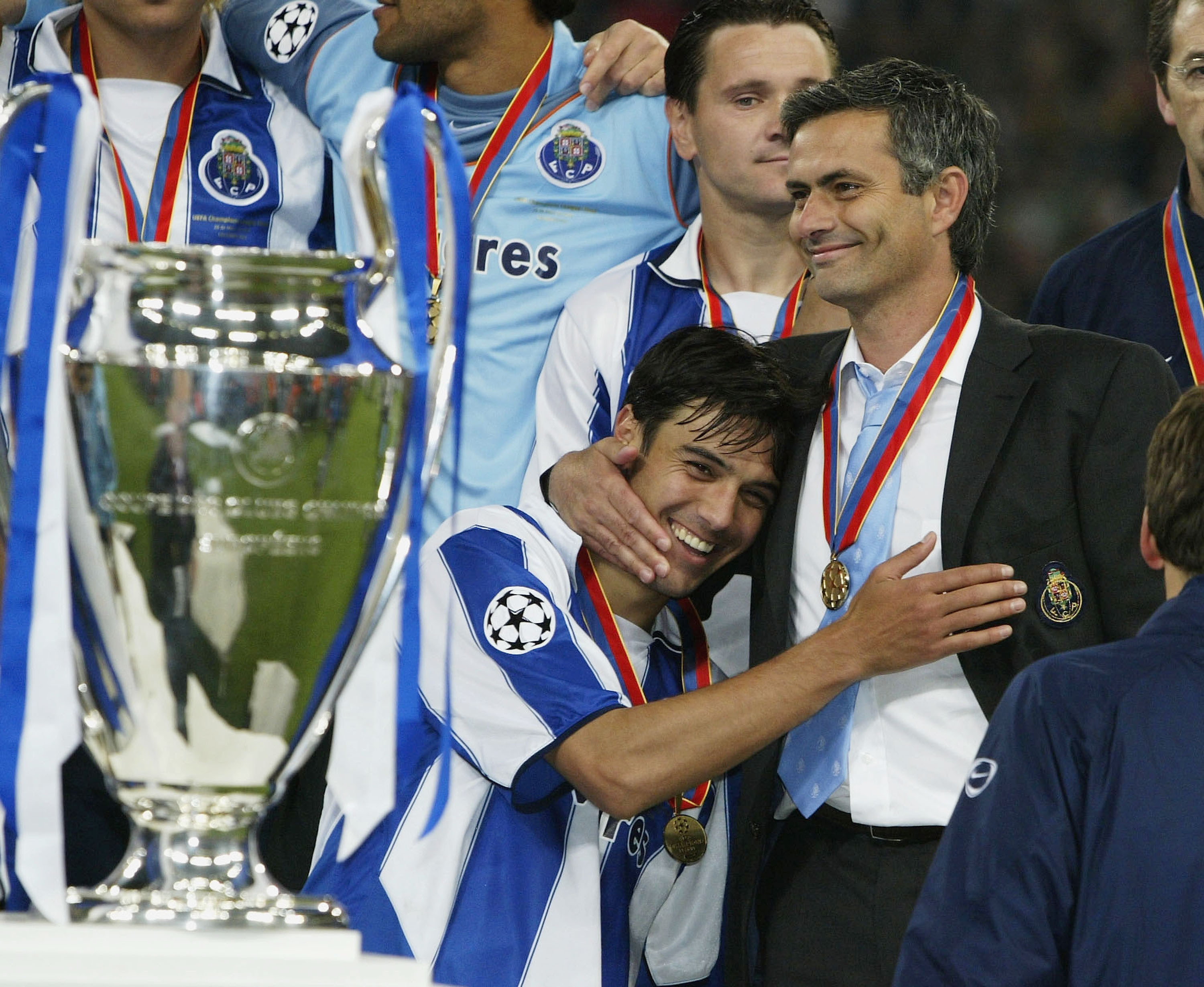 Porto celebrating their Champions League win in 2004