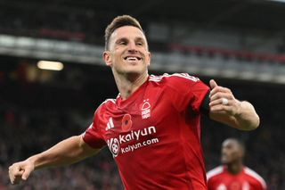 Chris Wood celebrates yet another Forest goal
