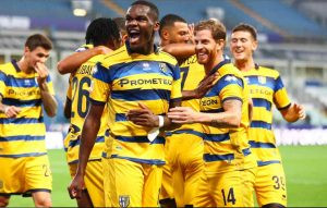 Parma Football Club wearing yellow and blue shirts during their successful era from 1998 to 2004