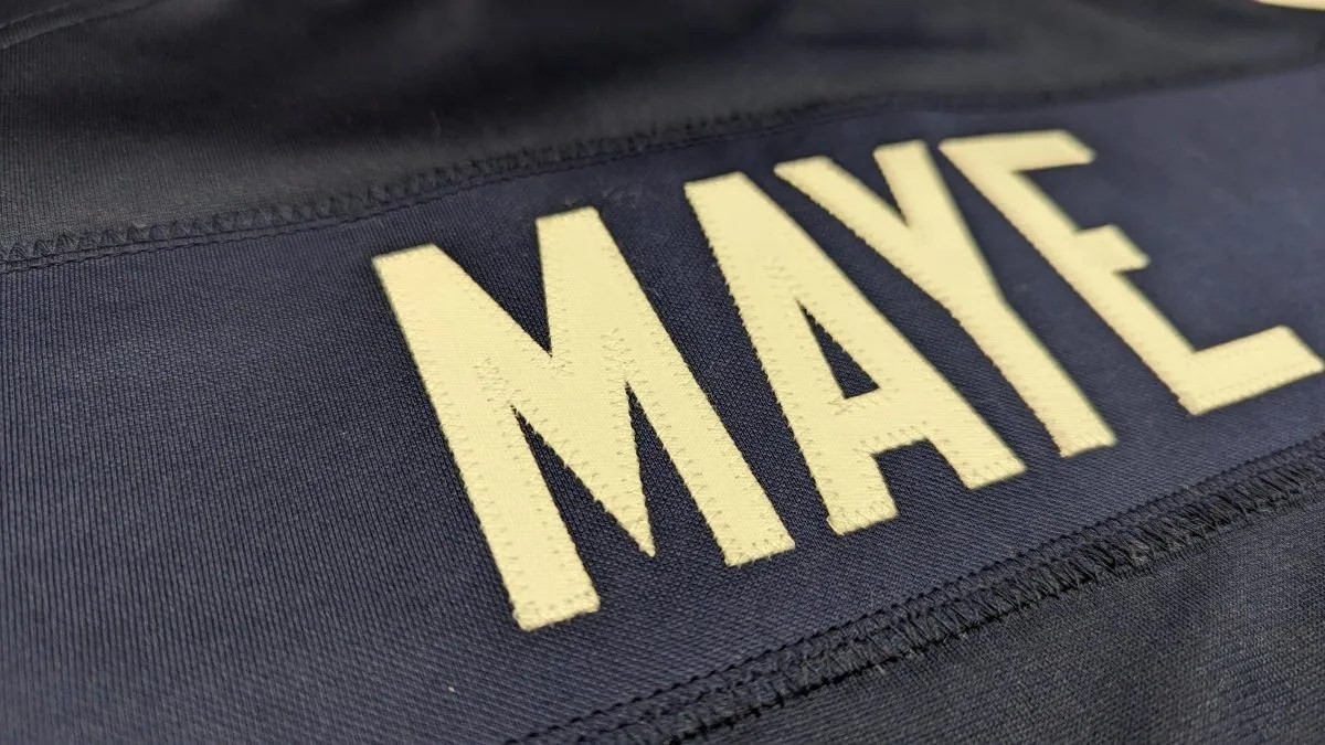 Patriots Jersey Nameplate Close-Up