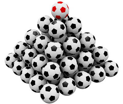 pyramid of footballs