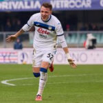 Mateo Retegui of Atalanta BC celebrates after scoring his team