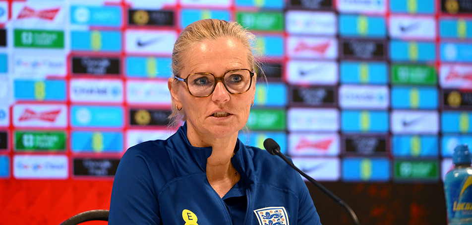Sarina Wiegman addresses the media on Monday afternoon