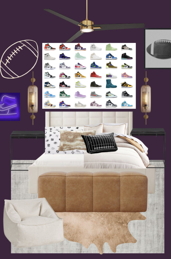 Boys Purple Football Bedroom