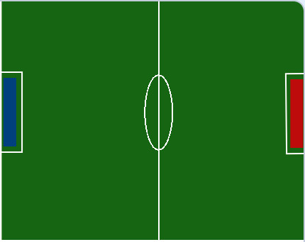 Football field with colored goals