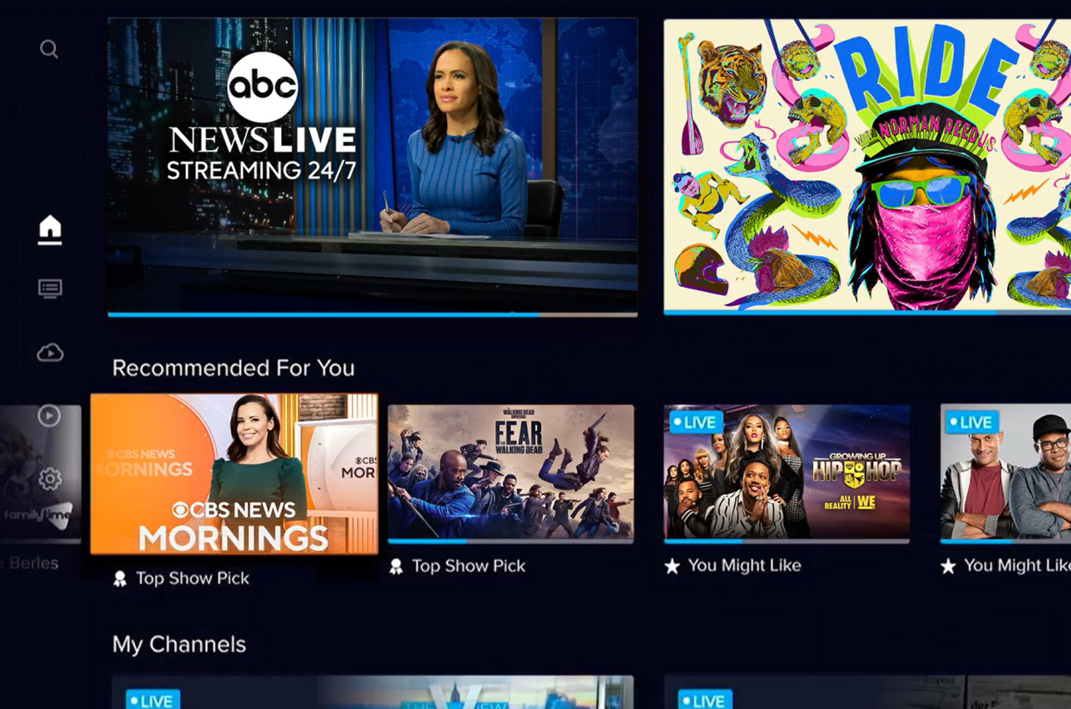 Sling TV Home Screen