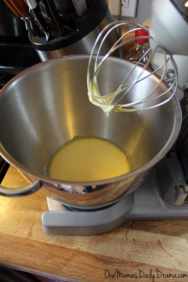 whipped egg yolks and sugar in a stand mixer with a whisk attachment