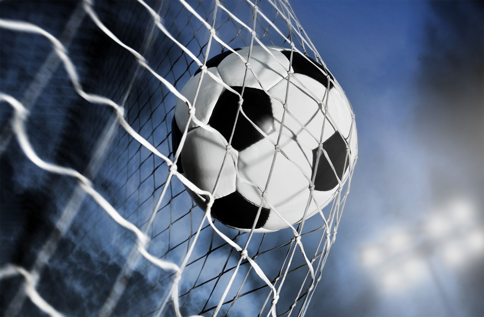 Soccer ball in the goal