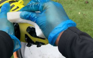 Wiping down Adidas football boots