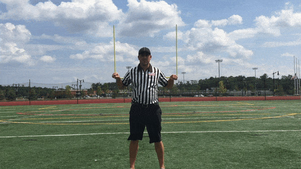Referee signaling a penalty in football