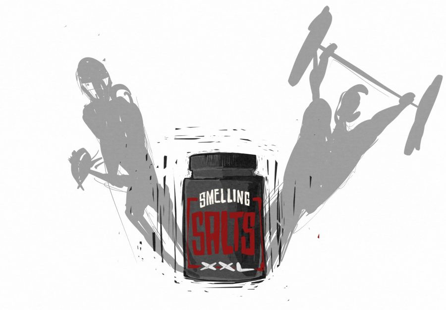 Football player smelling salts