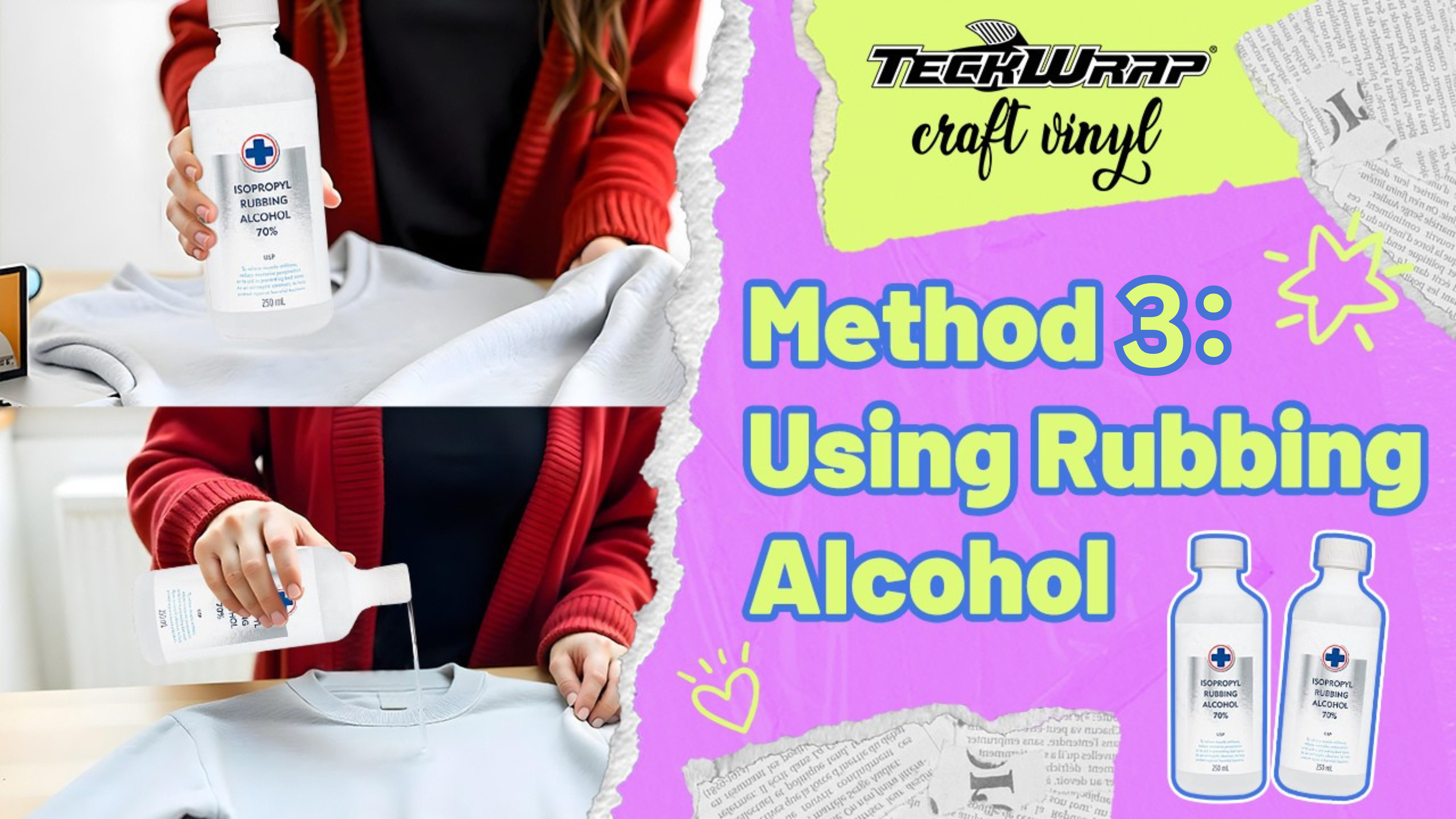 Use alcohol to remove vinyl from shirt
