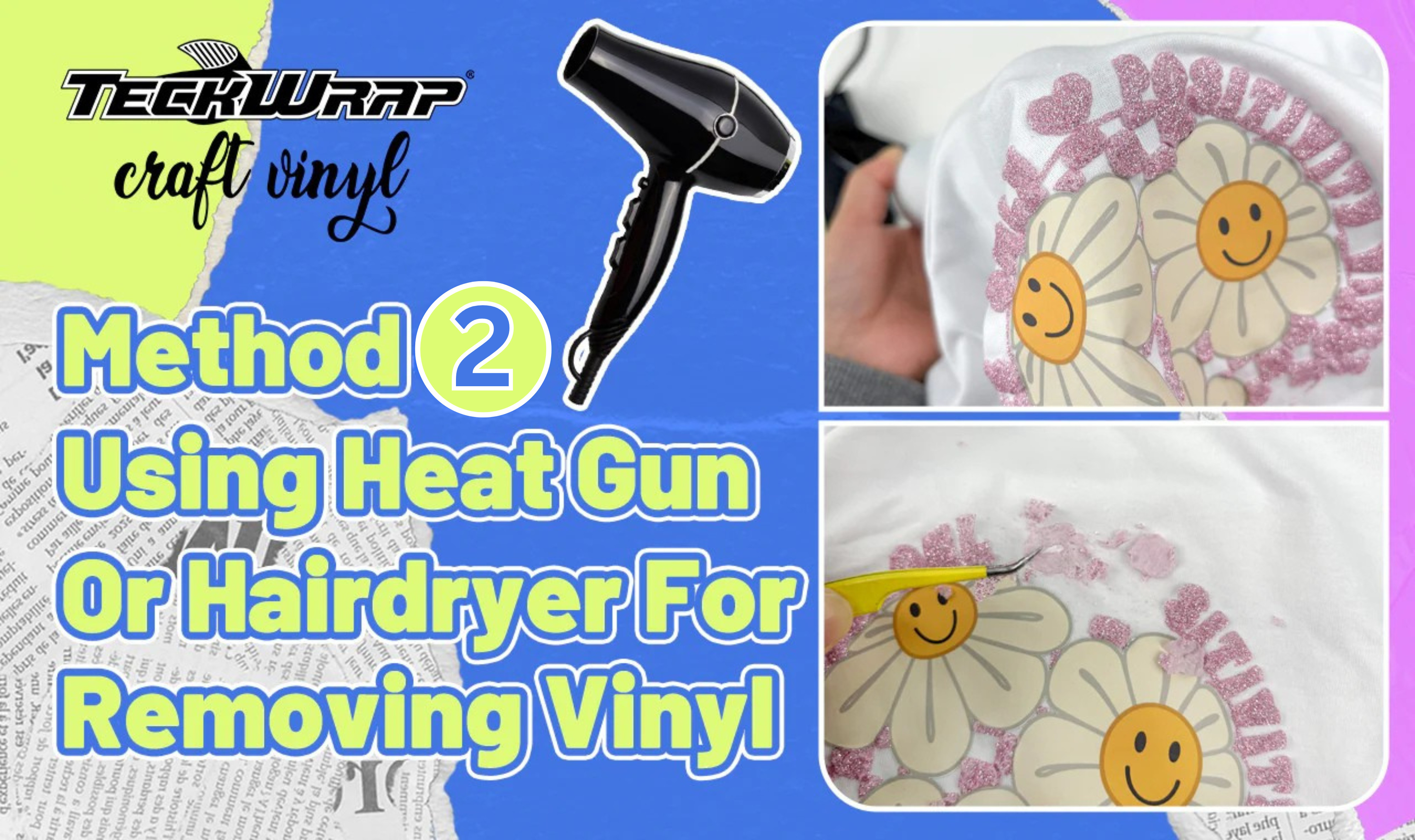 Use heat gun to remove vinyl from shirt