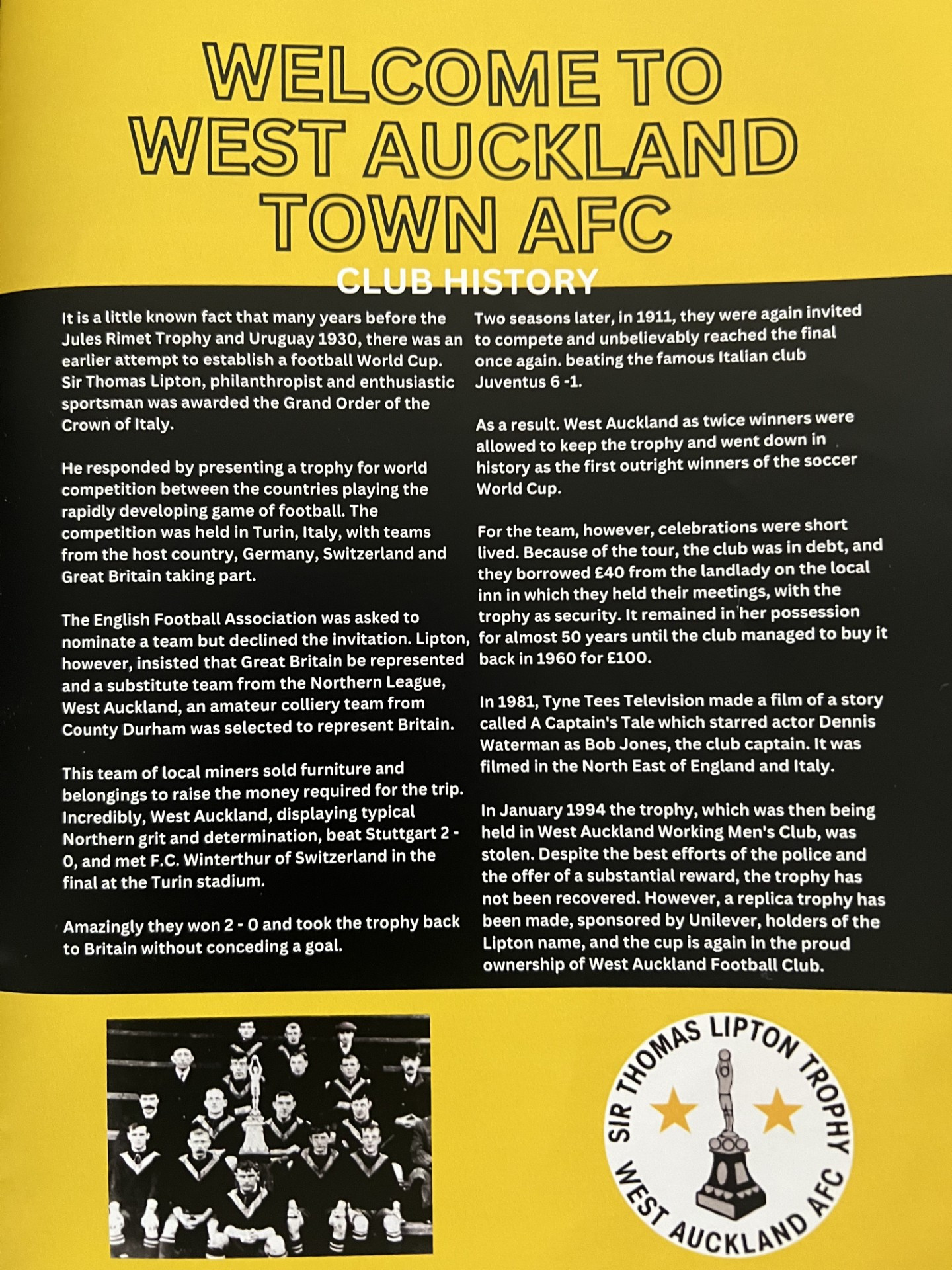 West Auckland Town AFC Matchday Programme