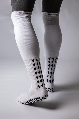 A pair of comfortable grip socks designed to prevent blisters and enhance comfort