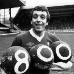 Ian Callaghan Liverpool Football celebrating his 800th appearance for the club February 1977