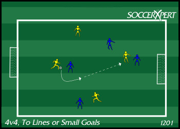 4v4 Soccer to a Small Gate