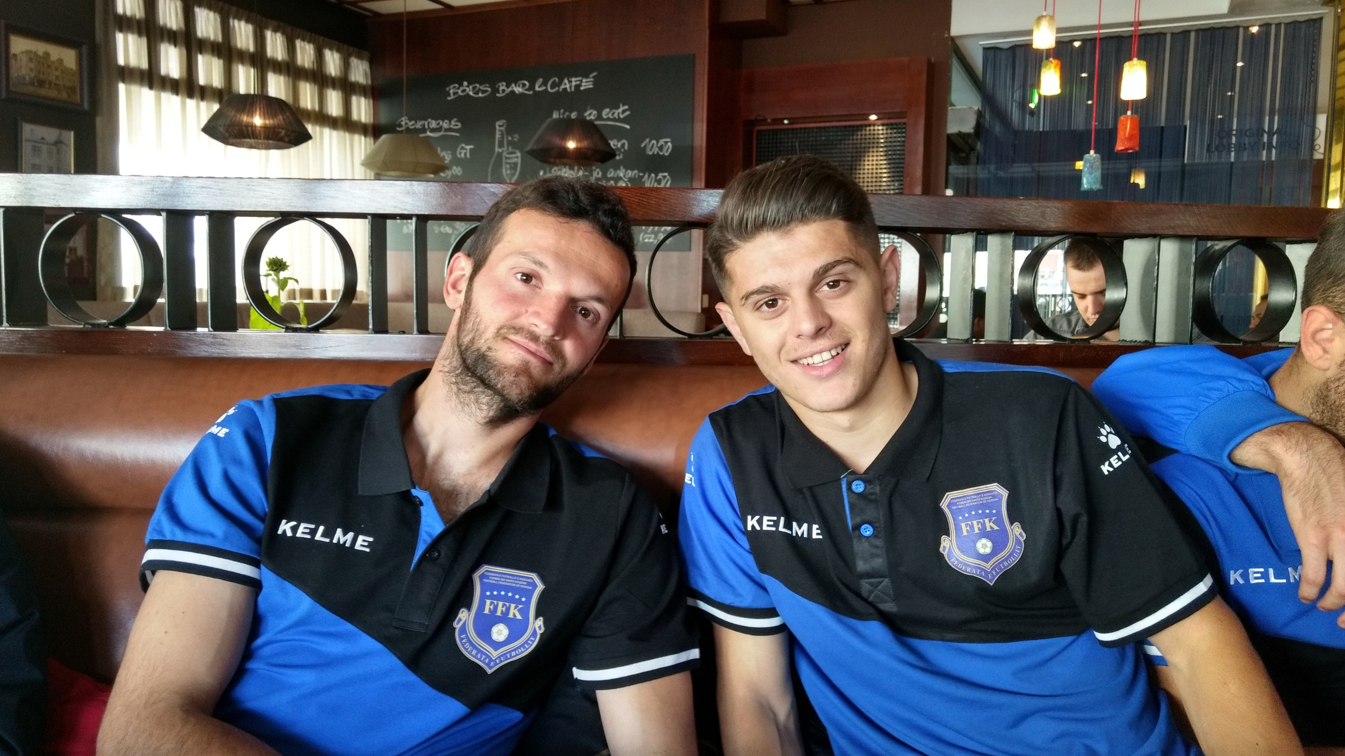 Kosovo goalkeeper Samir Ujkani (left) alongside his team-mate Milot Rashica. Photo by James Montague