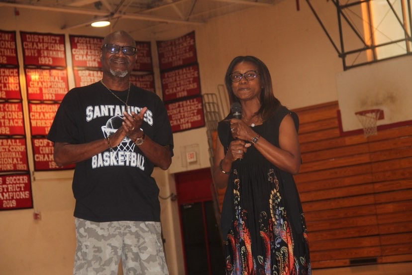 Principal Robinson stands with Coach Willie Gibson.