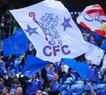 Chelsea fans wave banners