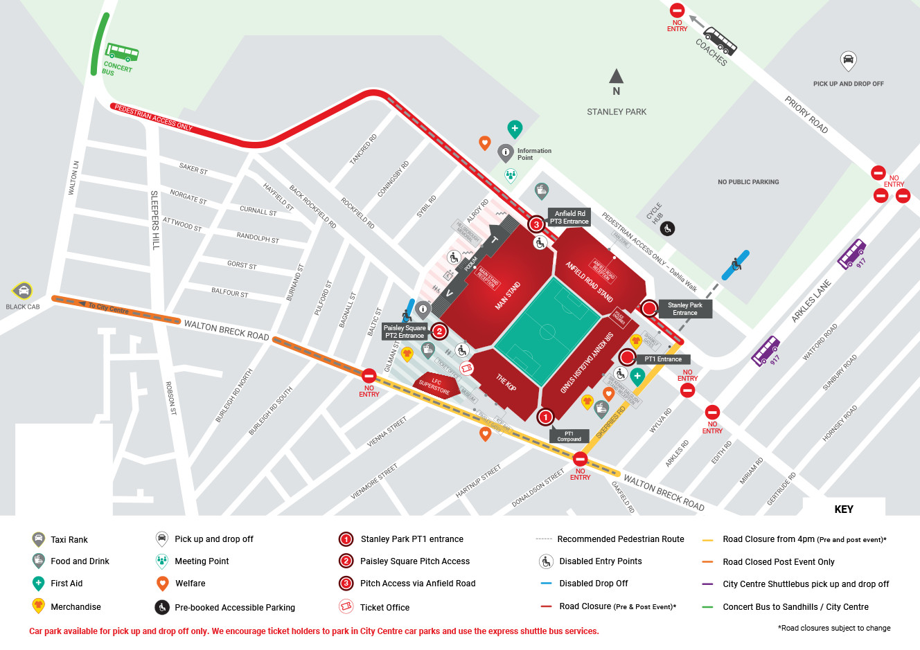 Anfield Wayfinding Map - Concerts 2025