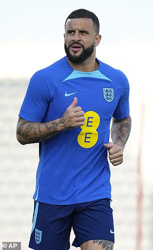 England player Kyle Walker (pictured taking part in drills during England