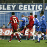 Soccer players during a game.